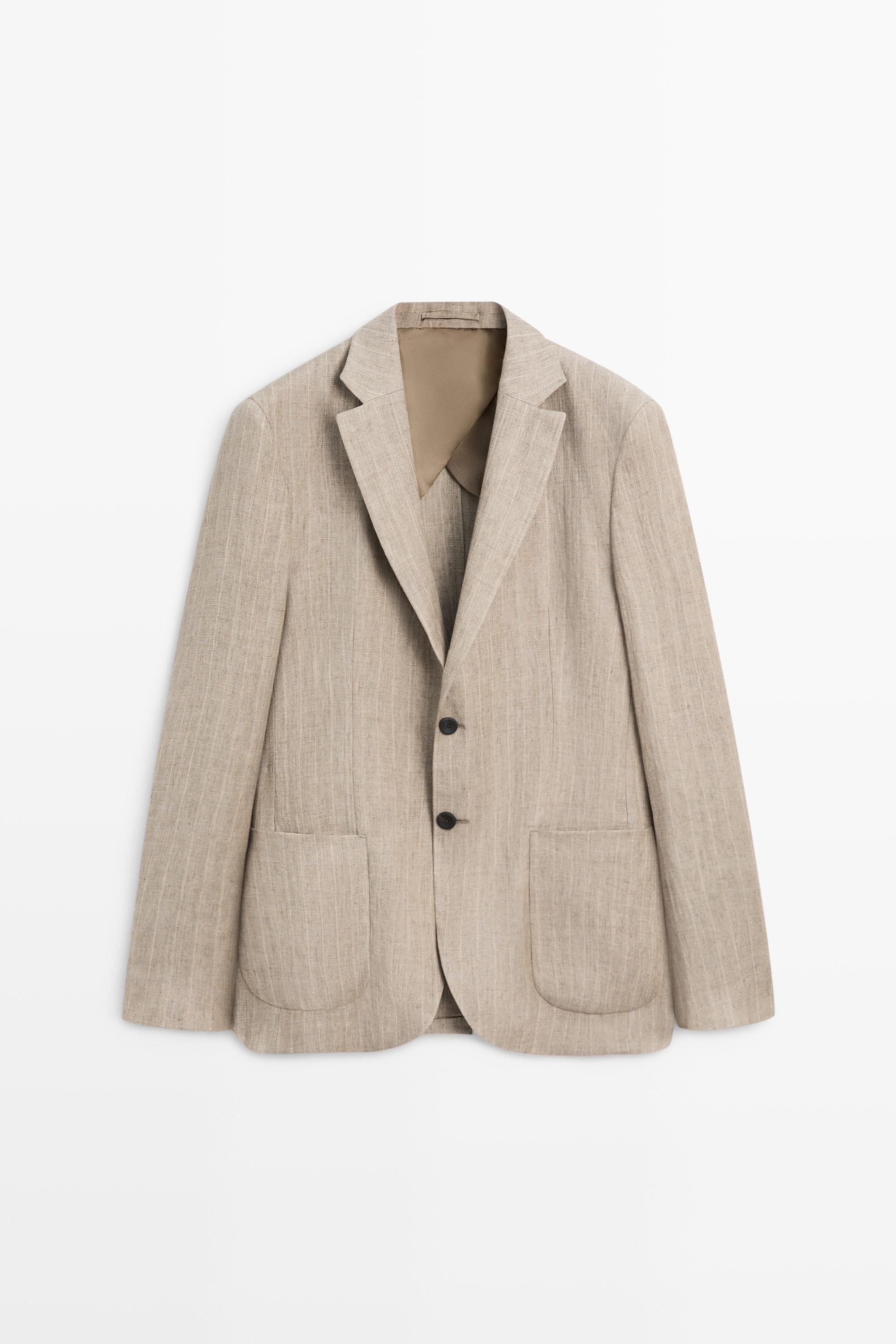Blazer rayé à chevrons en lin
